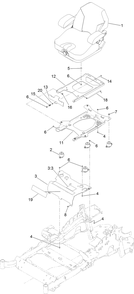Seat Mount Assembly Diagram and Parts List for 74960 (316000001-316999999)(2016) Toro Lawn Mower