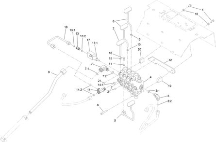 Four Spool Valve Assembly Diagram and Parts List for 22337CP 410400000 - 999999999 Toro Lawn Tractor Accessories