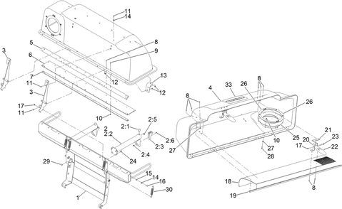 Triple Bagger Assembly No. 145-6974 Diagram and Parts List for 78489 400000000 - 999999999 Toro Lawn Tractor