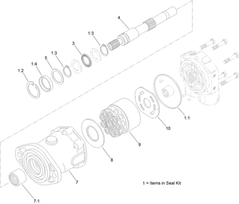 Hydraulic Motor Assembly No. 121-4325 Diagram and Parts List for 23214 404320000 - 405799999 Toro Stump Grinder