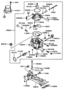 Carburetor Diagram and Parts List for 74212 (200000001-200999999)(2000) Toro Lawn Mower