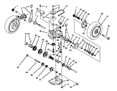 Gear Case Assembly Diagram and Parts List for 20439WF 39000001 - 39999999 Toro Lawn Mower