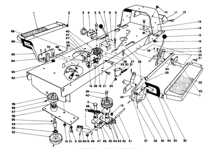 Frame Assembly Diagram and Parts List for 57043 1000001 - 1999999 Toro Lawn Tractor