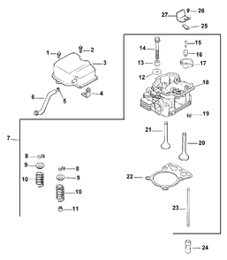 Cylinder/Head/Valve & Breather Diagram and Parts List for 73448 8900001 - 8900499 Toro Lawn Tractor
