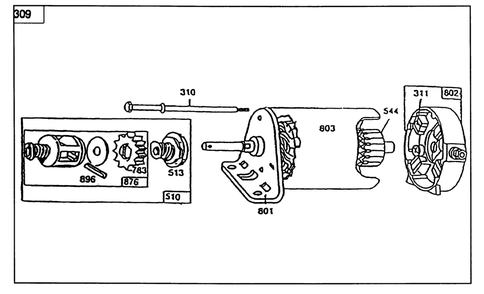 Starter-No. 286707-0119-01 Diagram and Parts List for 56185 2000001 - 2999999 Toro Lawn Tractor
