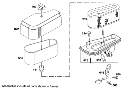 Engine Briggs & Stratton Model 286707-0453-01 Diagram and Parts List for 71184 5900001 - 5910000 Toro Lawn Tractor