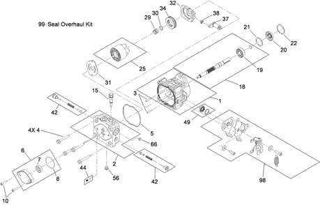 Hydraulic Pump Assembly Diagram and Parts List for 74568TE (310000001-310999999)(2010) Toro Lawn Mower