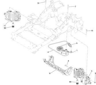 Hydraulic Pump, Idler And Belt Assembly Diagram and Parts List for 74951 (311000001-311000402)(2011) Toro Lawn Mower