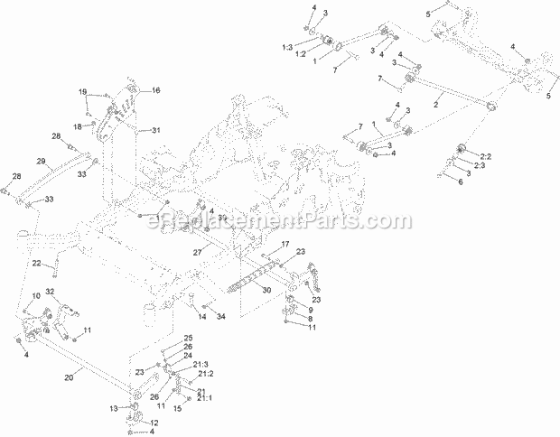 Deck Lift Assembly Diagram and Parts List for 74953 315000001-315999999 Toro Lawn Mower