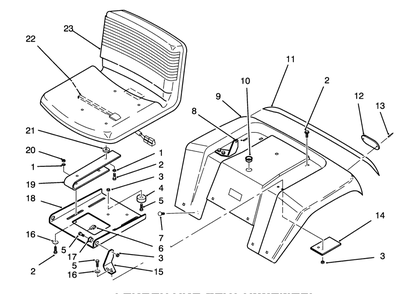 Fender And Seat Assembly Diagram and Parts List for 72060 3900001 - 3999999 Toro Lawn Tractor