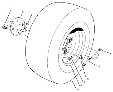 Front Wheel Assembly Diagram and Parts List for 30612 890001 - 899999 Toro Lawn Tractor