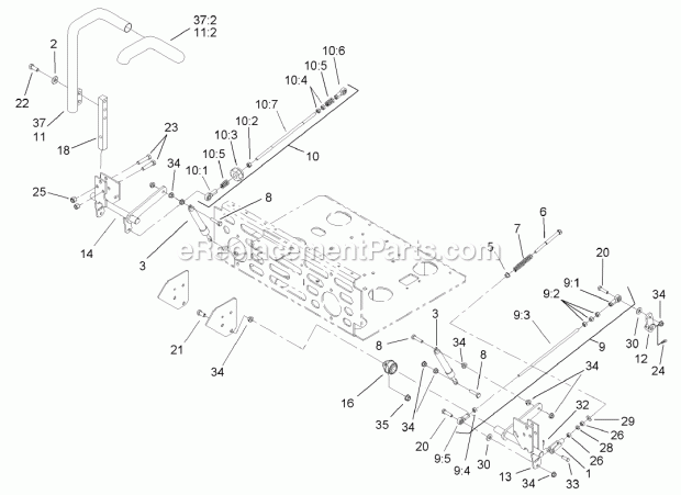 Steering Control Assembly Diagram and Parts List for 74239 250000001-250999999 Toro Lawn Mower