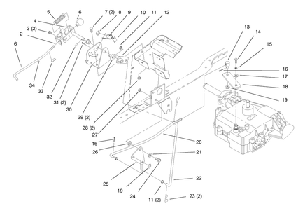 Gear Shift Linkage Diagram and Parts List for 72045 7900001 - 7999999 Toro Lawn Tractor