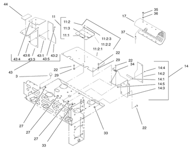 Shield Assembly Diagram and Parts List for 74231 (230000001-230006000)(2003) Toro Lawn Mower