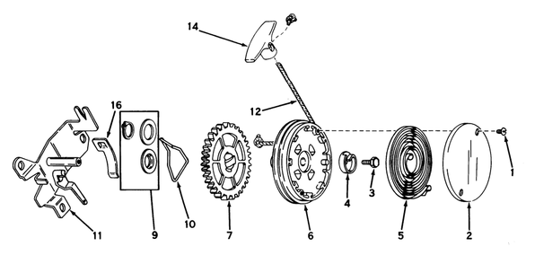Rewind Starter No. 590519 Diagram and Parts List for 20705 0000001 - 0999999 Toro Lawn Mower