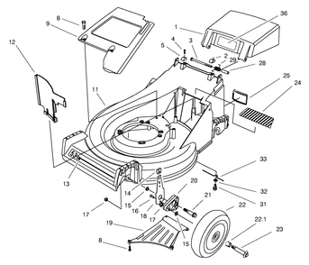 Housing Assembly Diagram and Parts List for 26637 8900001 - 8999999 Toro Lawn Mower