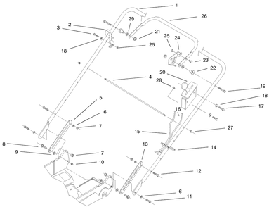 Handle Assembly Diagram and Parts List for 22170 9900001 - 9999999 Toro Lawn Mower