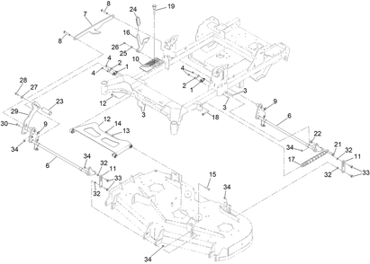 Deck Lift Assembly Diagram and Parts List for 77294TA 400000000 - 414801564 Toro Lawn Tractor