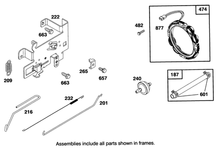 Engine Briggs & Stratton Model 28m707-0122-01 Diagram and Parts List for 71213 59000001 - 59100000 Toro Lawn Tractor