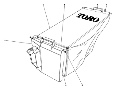 Grass Bag Assembly Diagram and Parts List for 20762 0000001 - 0999999 Toro Lawn Mower