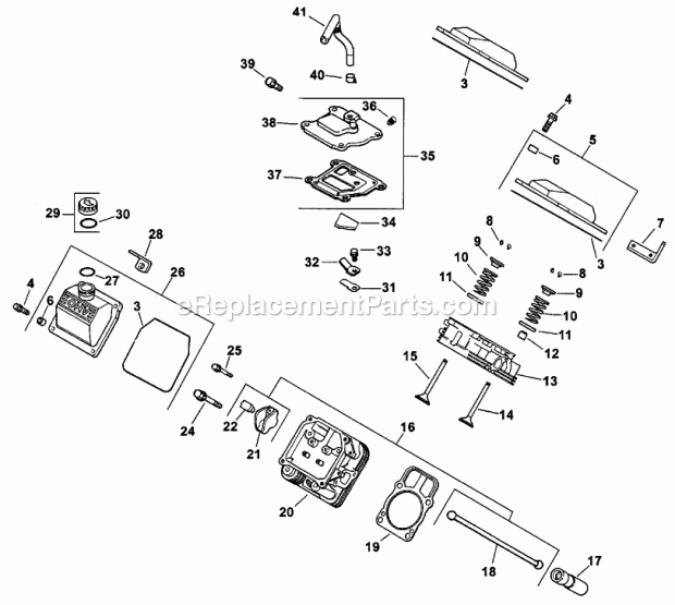 Group 4-Head/Valve/Breather (Ch26s 78511 Kohl Diagram and Parts List for 74219 200000001-200999999 Toro Lawn Mower