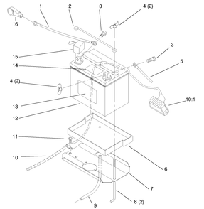 Battery Diagram and Parts List for 72104 7900001 - 7999999 Toro Lawn Tractor
