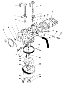 Carburetor Assembly (Engine No. Vml0-5) Diagram and Parts List for 26625B 1000001 - 1999999 Toro Lawn Mower