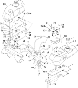 Tank And Fuel Line Assembly Diagram and Parts List for 74269 (240000001-240999999)(2004) Toro Lawn Mower