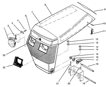 Hood Assembly Diagram and Parts List for 73401 4900001 - 4999999 Toro Lawn Tractor