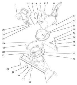Discharge Chute Assembly Diagram and Parts List for 38410 7900001 - 7999999 Toro Snow Blower