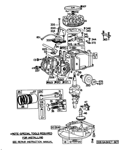 Engine Briggs & Stratton Model 92908-1956-01 Diagram and Parts List for 20755 9000001 - 9999999 Toro Lawn Mower