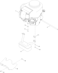 Engine And Muffler Assembly Diagram and Parts List for 75743 414400000 - 999999999 Toro Lawn Tractor