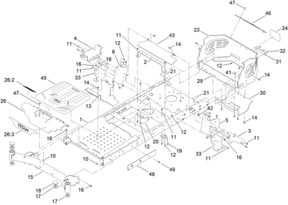 Frame Assembly Diagram and Parts List for 75304 412200000 - 999999999 Toro Lawn Tractor
