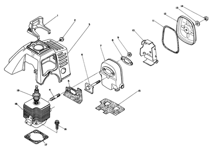 Cylinder & Muffler Assembly Diagram and Parts List for 51650 9000001 - 9999999 Toro Trimmer