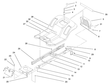 Frame Assembly Diagram and Parts List for 71215 7900001 - 7999999 Toro Lawn Tractor
