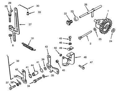 Governor Linkage Diagram and Parts List for 73400 6900001 - 6999999 Toro Lawn Tractor