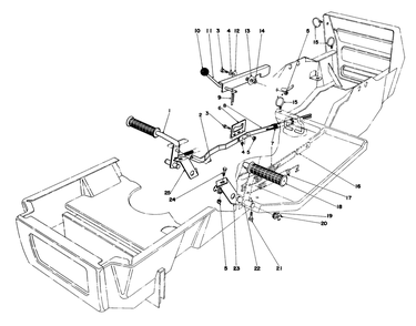 Brake & Clutch Pedal Assembly Diagram and Parts List for 57375 9000001 - 9999999 Toro Lawn Tractor