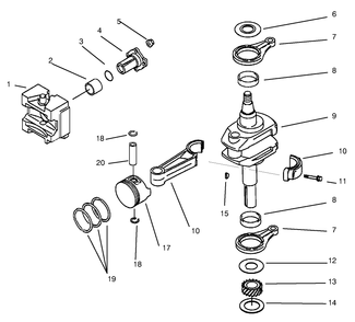Piston/Crankshaft Diagram and Parts List for 30165 890001 - 899999 Toro Lawn Tractor Accessories