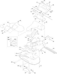 Deck, Frame And Chute Assembly Diagram and Parts List for 22225 400000000-407529999 Toro Lawn Mower