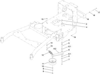 Power-Take-Off Idler And Weight Assembly Diagram and Parts List for 39488 (312000001-312999999)(2012) Toro Lawn Mower