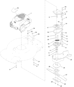 Engine And Blade Assembly Diagram and Parts List for 21772 411999881 - 999999999 Toro Lawn Mower