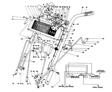 Handle Assembly Diagram and Parts List for 31625 7000001 - 7999999 Toro Snow Blower