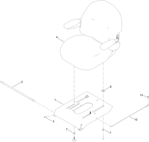 Seat Pan Assembly Diagram and Parts List for 75750 409479951 - 410219308 Toro Lawn Tractor