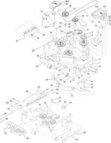 Deck Assembly Diagram and Parts List for 74902TE (316000001-316999999)(2016) Toro Lawn Mower