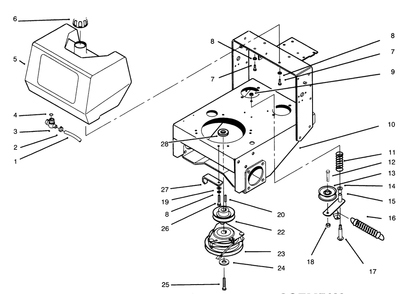 Fuel Tank, Clutch & Idler Assembly Diagram and Parts List for 30191 690372 - 699999 Toro Lawn Tractor Accessories