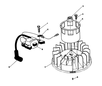 Magneto & Flywheel Assembly Diagram and Parts List for 20627C 6000001 - 6999999 Toro Lawn Mower