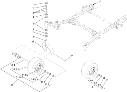 Caster And Wheel Assembly Diagram and Parts List for 74237CP (270000001-270999999)(2007) Toro Lawn Mower