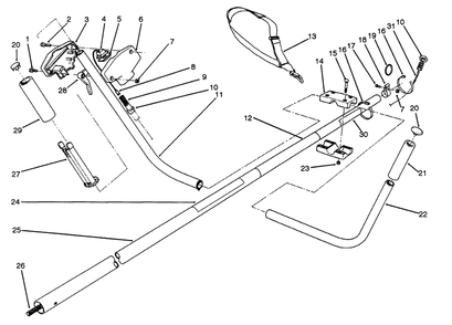 Handle Assembly Diagram and Parts List for 51675 39000001 - 39999999 Toro Trimmer