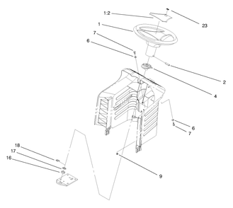 Steering Assembly Diagram and Parts List for 71201 8900001 - 8999999 Toro Lawn Tractor