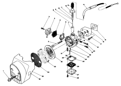 Carburetor & Air Cleaner Assembly Diagram and Parts List for 51645V 1000001 - 1999999 Toro Trimmer